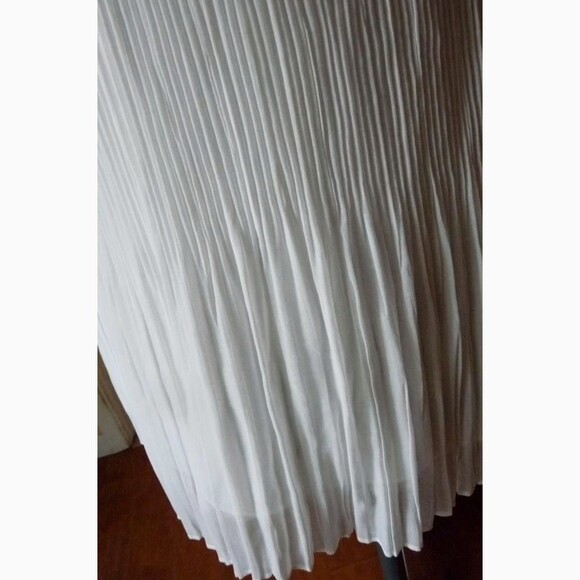 Halogen plisse pleated washable cream ivory chiffon layered elegant tunic top S - Picture 7 of 7